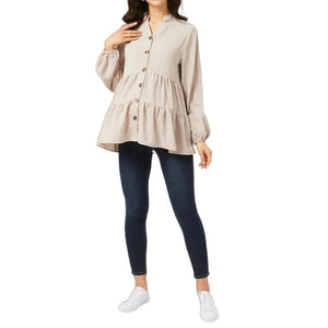 Maternity V-neck Long-sleeved Top Made of Cotton