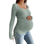 Load image into Gallery viewer, Maternity Solid Knitted T-shirt with Long Sleeve
