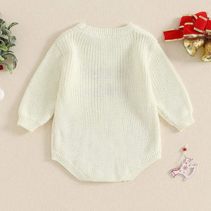 Baby Boy or Girl Sweater Knit Rompers - 1st Christmas Long Sleeve Jumpsuits for Newborn Baby Clothes