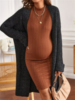 Load image into Gallery viewer, Maternity Dress Long Sleeves and Ribbed
