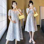 Load image into Gallery viewer, Summer Maternity Dress Short Sleeve and Square Collar

