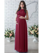 Load image into Gallery viewer, Sleeveless Maternity Party Dress with Round Neck and Belted Waist
