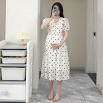 Load image into Gallery viewer, Summer Maternity Polka Dot Dress with High Waist with Lining

