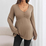 Load image into Gallery viewer, Maternity V-neck T-shirt  with Long Sleeve
