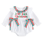 Load image into Gallery viewer, Christmas Romper with Cute Reindeer Print and Bow Detail  - Long Sleeve
