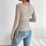 Load image into Gallery viewer, Maternity Solid Knitted T-shirt with Long Sleeve
