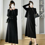 Load image into Gallery viewer, Maternity Knitted Sweater Vest and Dresses - Two Piece Long Sleeve High Neck Dress
