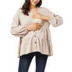 Load image into Gallery viewer, Maternity V-neck Long-sleeved Top Made of Cotton
