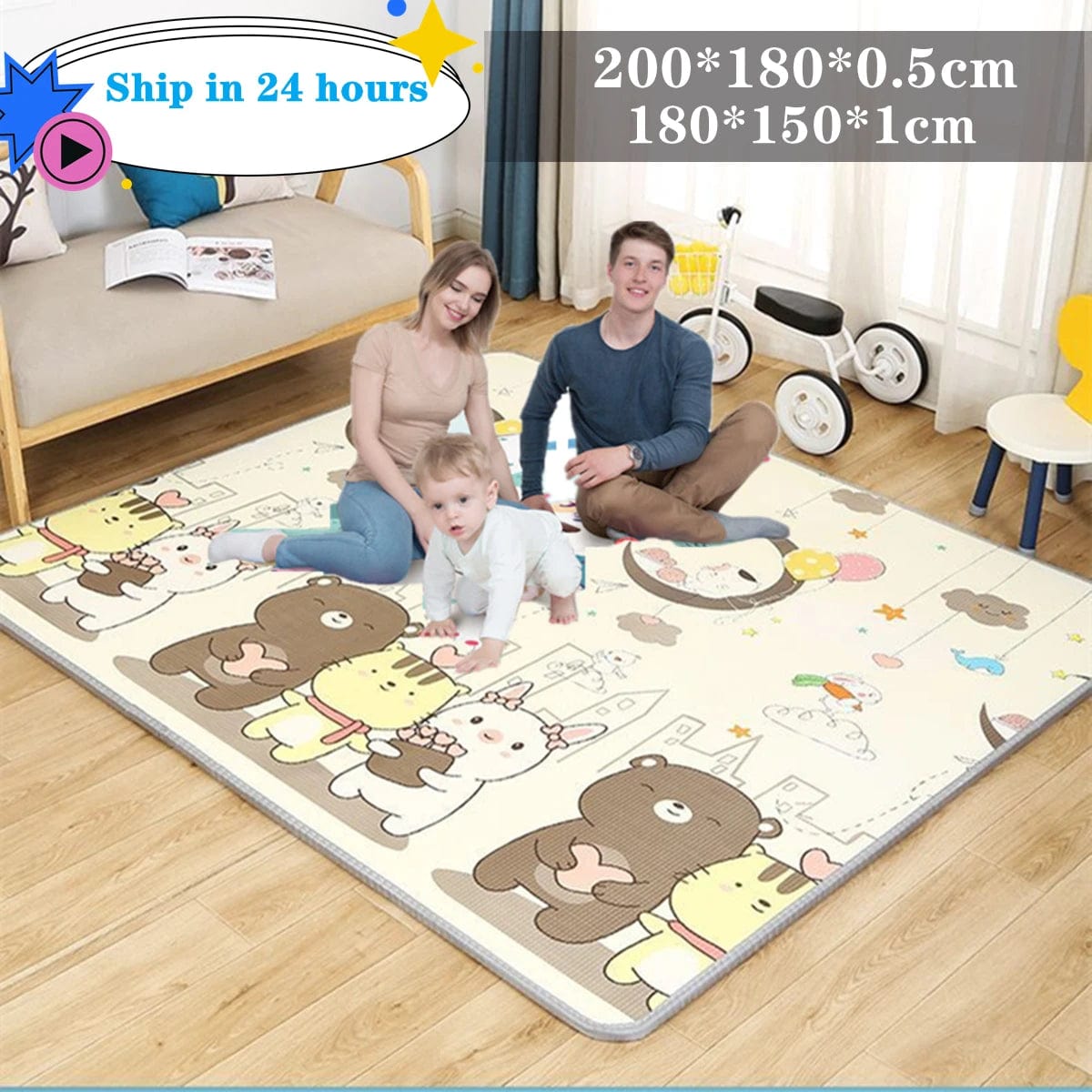 Non-toxic Thick 1CM EPE Baby Activity Gym Mat - Folding Carpet