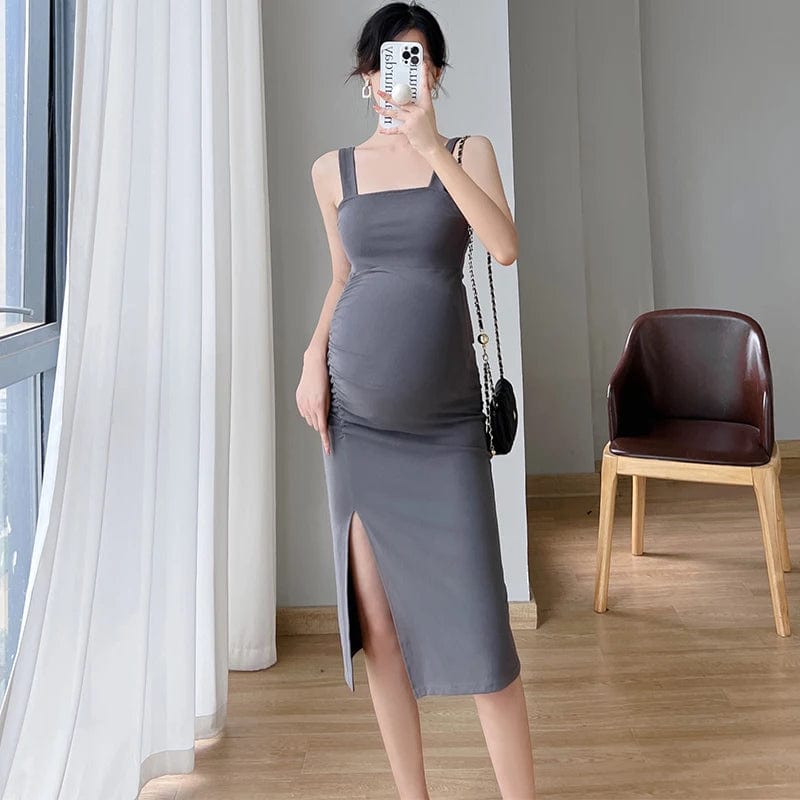 Summer Maternity Dress with Side Split