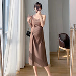 Load image into Gallery viewer, Summer  Maternity Cotton Dress with High Waist and V-Neck
