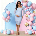 Load image into Gallery viewer, Maternity Mesh Long Sleeves Midi Christmas Party Dress
