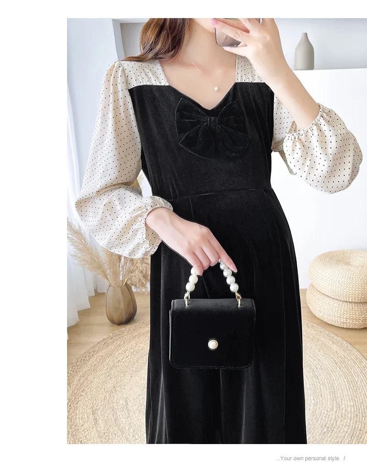 Maternity elegant - Velvet Long-sleeved evening dress