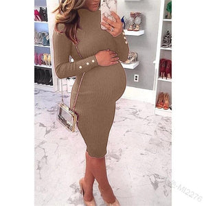 Maternity Dress W/Buttons on the Side of the Arm and Long Sleeves