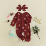 Load image into Gallery viewer, Lovely Baby Girls or Boy Christmas Romper with Long Sleeve either Candy Cane/Gingerbread Print

