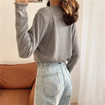 Load image into Gallery viewer, Long-Sleeved Knitted Maternity Sweater with Breastfeeding Access
