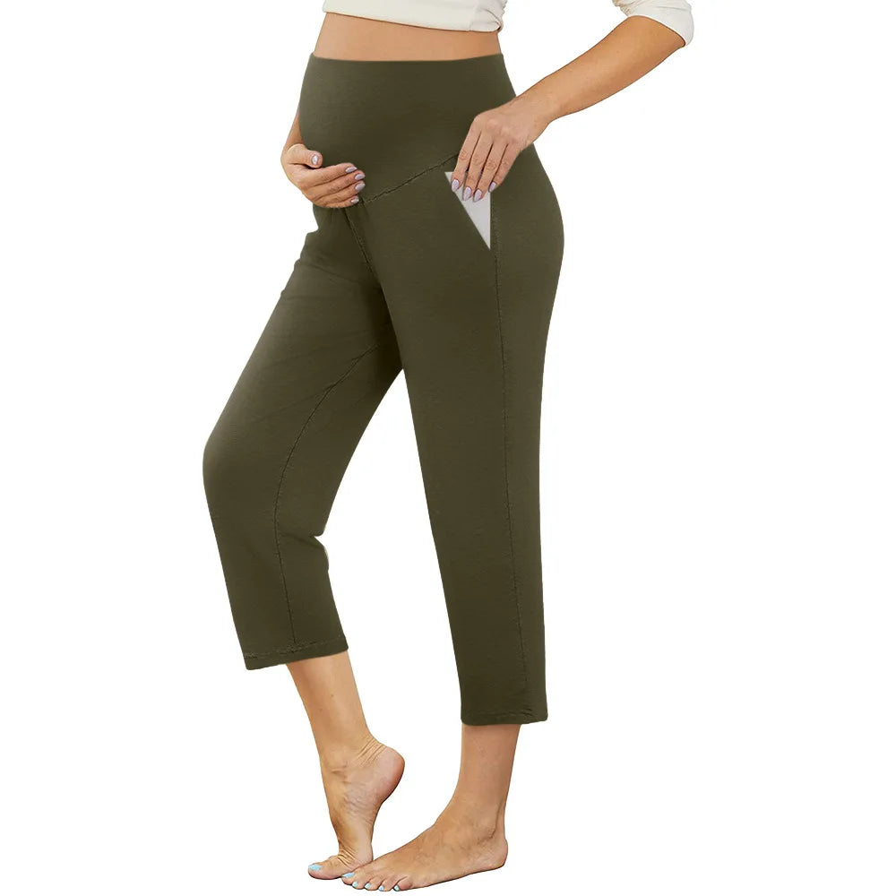 Wide Leg Maternity Yoga Capris with Pockets