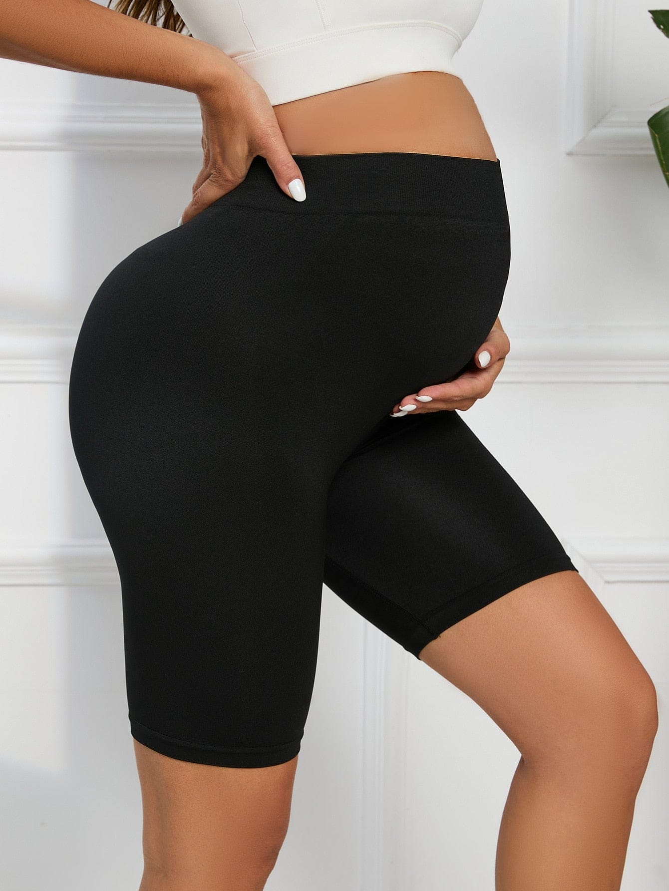 Maternity Yoga Shorts - Over The Belly Maternity Biker Shorts - Perfect for Your Workout