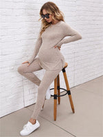 Load image into Gallery viewer, Maternity Split Hem Top &amp; Adjustable Elastic Waist Pants  - Two piece set
