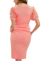 Load image into Gallery viewer, Elegant Lace Maternity Dress with Floral Embroidery  and Short Sleeve
