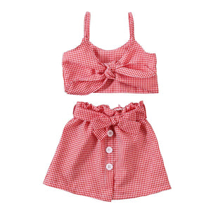 Baby Girl Romper with Watermelon, Sunflower Print with Ruffle Drop Shoulder Strap - 2-Piece Summer Set