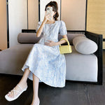 Load image into Gallery viewer, Summer Maternity Dress Short Sleeve and Square Collar
