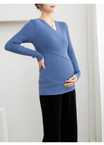 Load image into Gallery viewer, Across V neck Knitted Nursing Sweaters  -  Slim Fit and Soft
