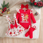 Load image into Gallery viewer, Baby girl cute Christmas Costume with Round Neck and Ruffled Long Sleeved
