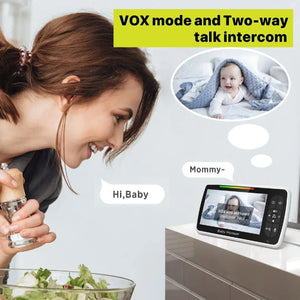 5 Inch Video Baby Monitor with Camera 360° with Remote Control - Pan-Tilt 2X Zoom Nanny Cam