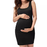 Load image into Gallery viewer, Maternity Tank Dress with Rounded Neck - The Waist is Cinched and Sleeveless
