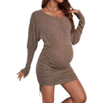 Load image into Gallery viewer, Maternity Dress with Long Sleeve and &nbsp;Side Pull Rope&nbsp;
