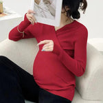 Load image into Gallery viewer, Across V neck Knitted Nursing Sweaters  -  Slim Fit and Soft
