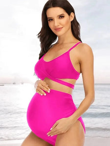 Maternity Tankini Set High Waist Bikini for Beach Vacation