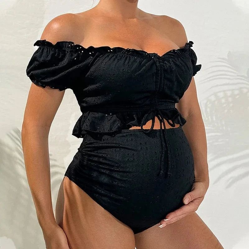 Maternity Bikini Set with High Waist - Two Piece Swimsuit