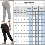 Load image into Gallery viewer, Size chart for pants with a person wearing gray and black pants.
