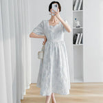 Load image into Gallery viewer, Summer Maternity Dress Short Sleeve and Square Collar
