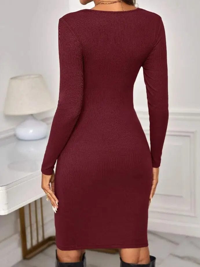 Knit Maternity Dress -  Long Sleeve  with Cinched Waist