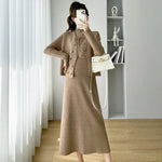 Load image into Gallery viewer, Maternity Knitted Sweater Vest and Dresses - Two Piece Long Sleeve High Neck Dress
