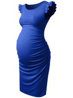 Load image into Gallery viewer, Maternity Summer Dresses Ruched Side with Capped Sleeves
