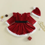 Load image into Gallery viewer, Christmas Baby Girls Dress. Plush Velvet with Long Sleeve
