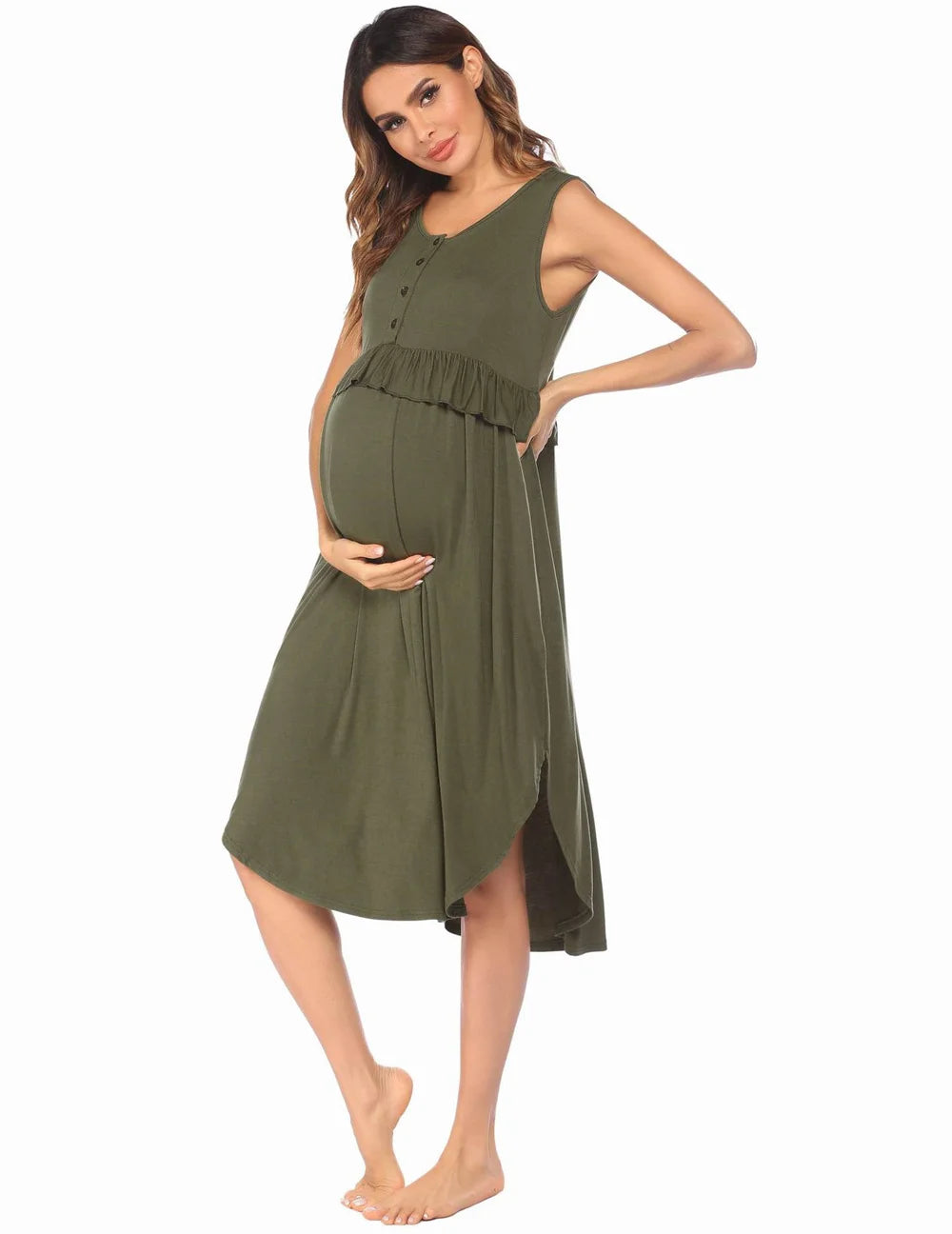 Maternity Nursing Women Cotton Casual Dress