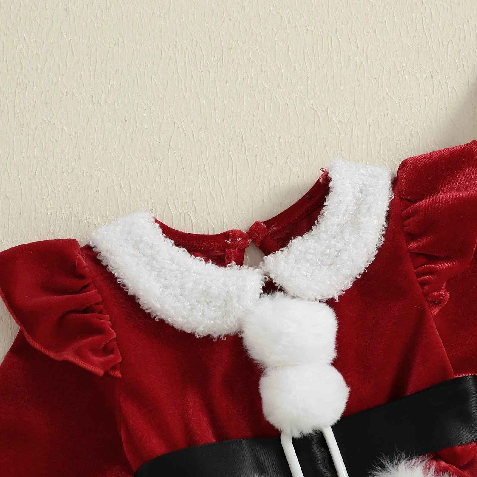 Christmas Baby Girls Dress. Plush Velvet with Long Sleeve
