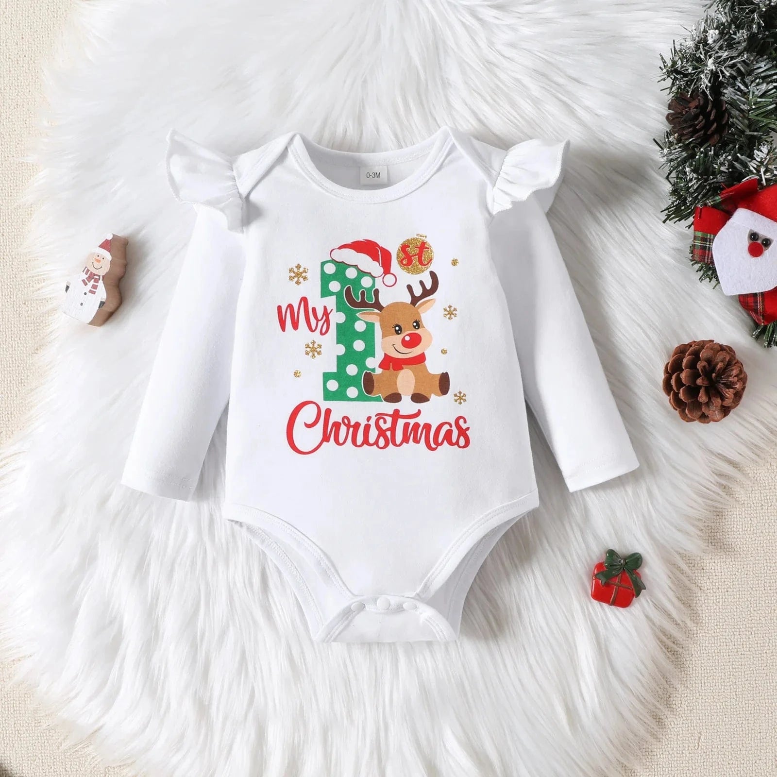 My First Christmas Baby Girl 4pcs Christmas Outfit
