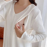 Load image into Gallery viewer, Long-Sleeved Knitted Maternity Sweater with Breastfeeding Access
