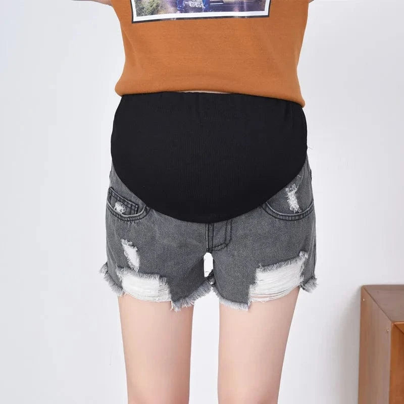 Hot Denim Maternity Shorts with High Elastic Waisted