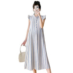 Load image into Gallery viewer, Summer Maternity Striped Dress with Petal Sleeves
