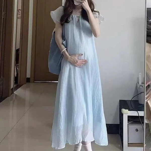 New Summer Casual Maternity Dress Sky Blue / M New Summer Casual Maternity Dress Sky Blue / M