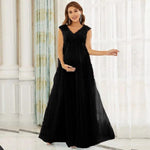 Load image into Gallery viewer, Chiffon Lace Maternity Long Dress with a V-neck
