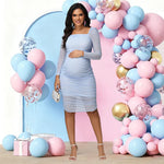 Load image into Gallery viewer, Maternity Mesh Long Sleeves Midi Christmas Party Dress
