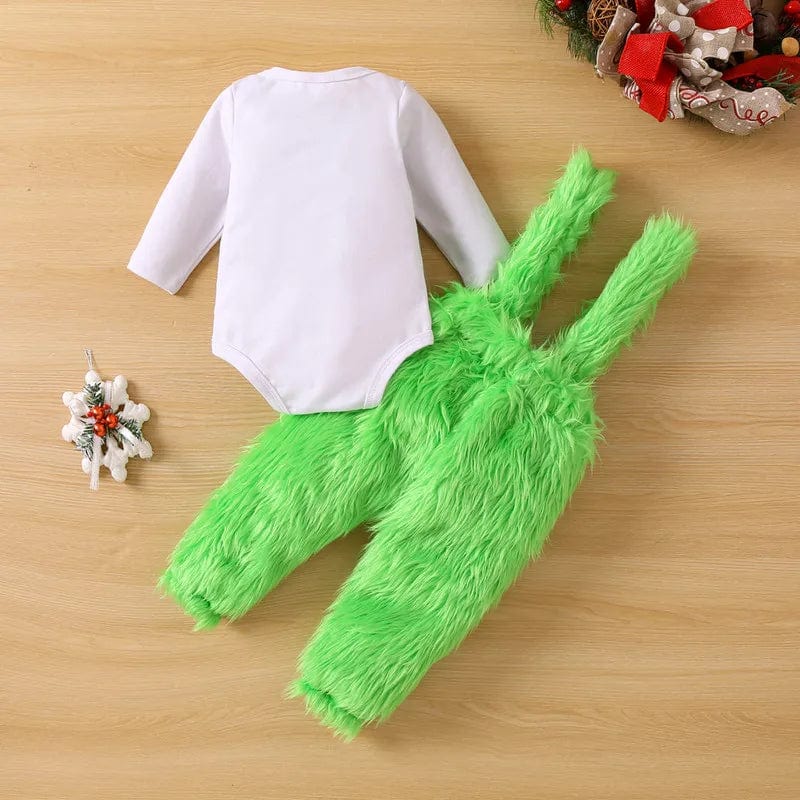 Christmas "The Baby that Stole Christmas!"  Pant Sets with Long Sleeve and Plush Suspender Pants